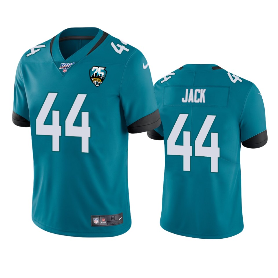 Men Nike Jacksonville Jaguars #44 Myles Jack Teal 25th Anniversary Vapor Limited Stitched NFL 100th Season Jersey